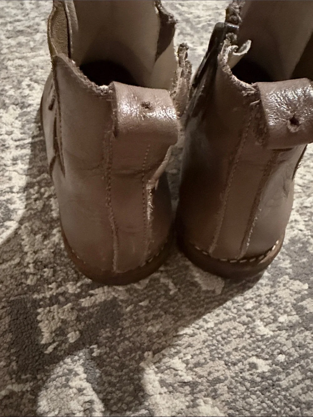 Toddler Brown Leather Ankle Boots with Side Zip